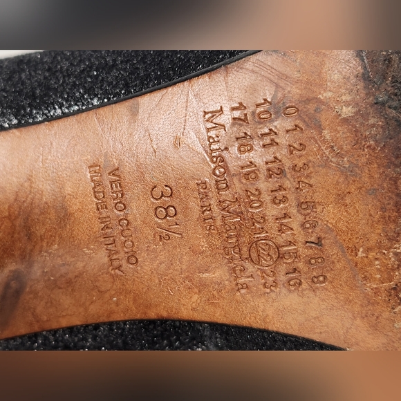 MAISON MARTIN MARGIELA Dark SILVER GLITTER ANKLE ZIP UP BOOT HEELS 38.5 US8.5 - Picture 12 of 16